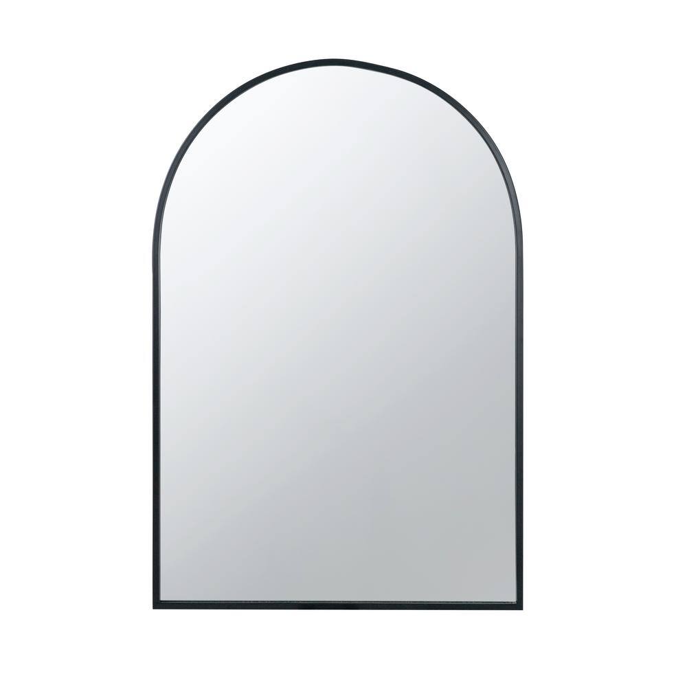 Cesicia Modern 24 in. W x 36 in. H Arched Framed Wall Mirror in Black ...