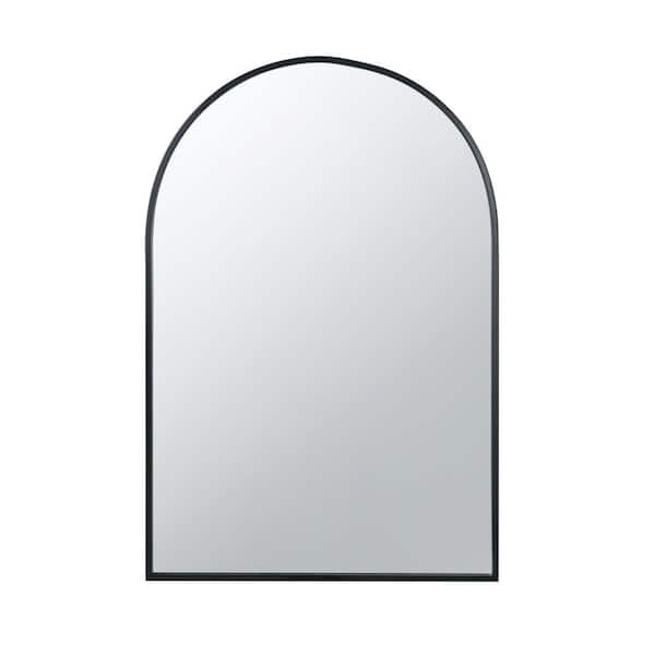 Cesicia Modern 24 in. W x 36 in. H Arched Framed Wall Mirror in Black