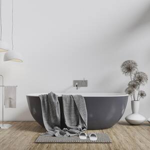 Zamora 65 in. Acrylic Flatbottom Freestanding Non-Whirlpool Soaking Bathtub in Grey