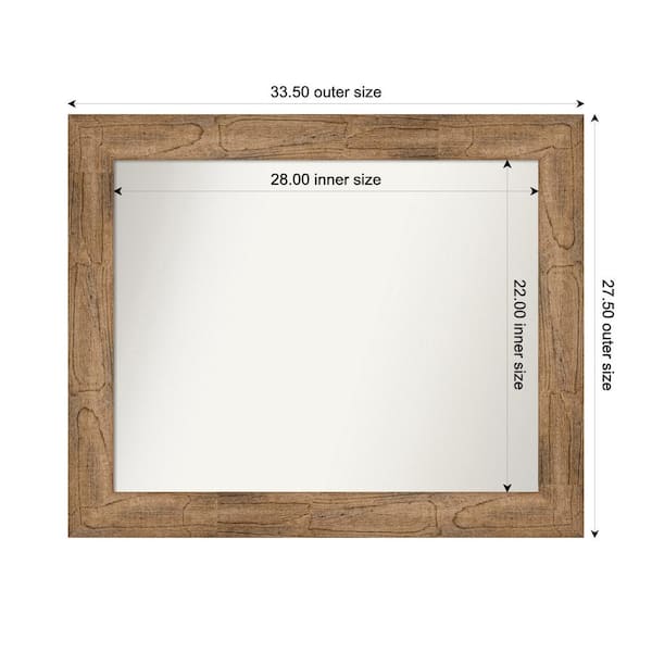 Amanti Art Owl Brown 33.5 in. W. x 27.5 in. Custom Non-Beveled Wood Framed Bathroom Vanity Wall Mirror