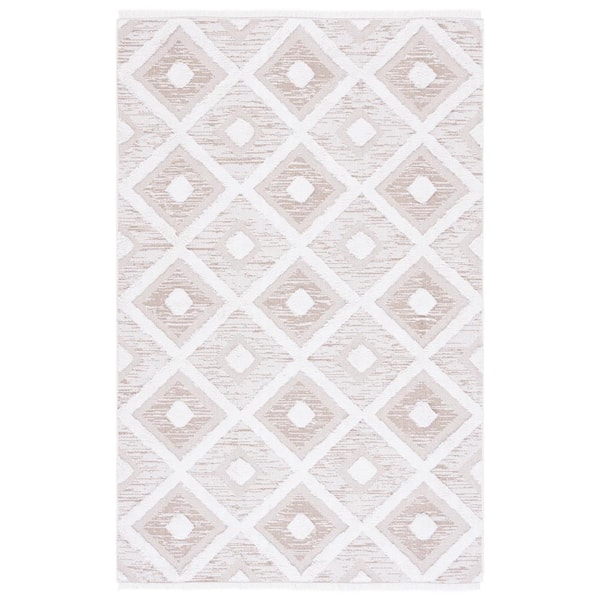 SAFAVIEH Augustine Ivory/Beige 6 ft. x 10 ft. Multi-Diamond Striped Area Rug