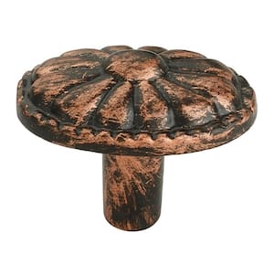 Floral Bead 2 in. (50 mm) Distressed Copper Patina Cabinet Knob