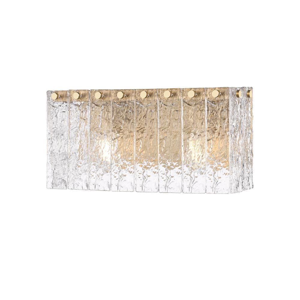 Glacier 15 in. 2 Light Modern Gold Vanity Light with Clear Glass Shades