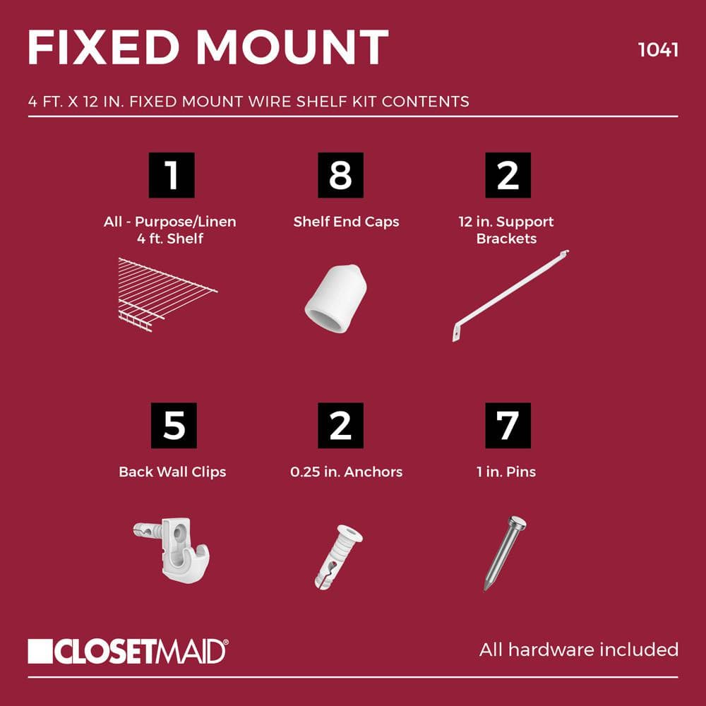Essential 4 ft White Steel Ventilated Shelf Kit with Hardware