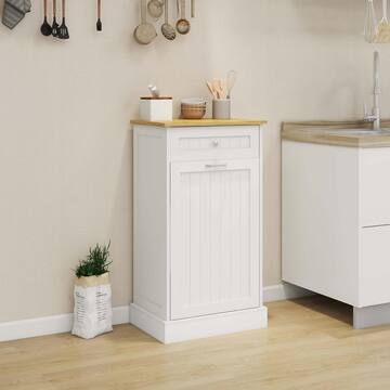 FUNKOL 20 in. W x 14 in.D x 36 in. H in White MDF Ready to Assemble Floor Base Kitchen Cabinet with 1 Drawer LHTrashCabinet3