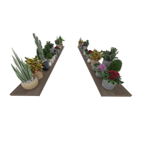 161 in. W x 19 in. D Fir Wood Rectangular Floating Shelf Greenhouse Accessory for Plants Fits All 14 ft. Deep Greenhouse