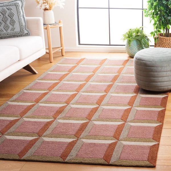 Genre 2 ft. x 3 ft. Pink/Beige square Geometric Area Rug