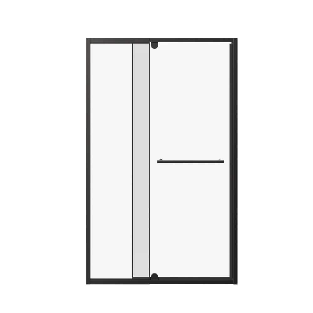 48 in. W x 72 in. H Pivot Framed Shower Door in Black Finish with Clear Tempered Glass price history on PriceWatchPro