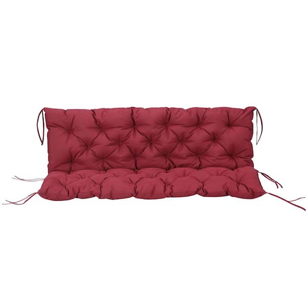 59 in. x 38 in. Tufted Bench Cushion for Outdoor Furniture, 3-Seater Replacement for Swing Chair, Patio Sofa/Couch, Red