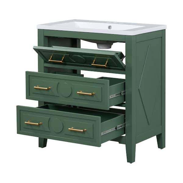 COWLOWN 30 in. W x 18 in. D x 34 in. H Bathroom Green Linen Cabinet