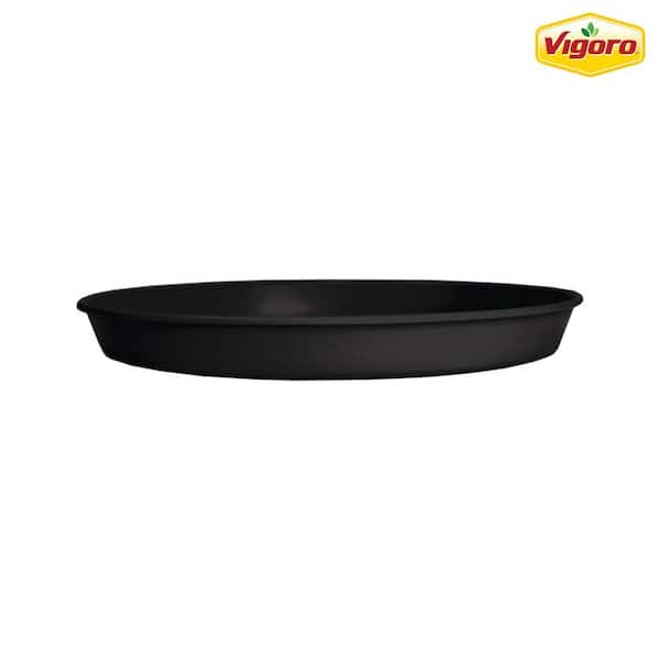 Vigoro 8 in. Dia. Antonella Black Plastic Plant Saucer