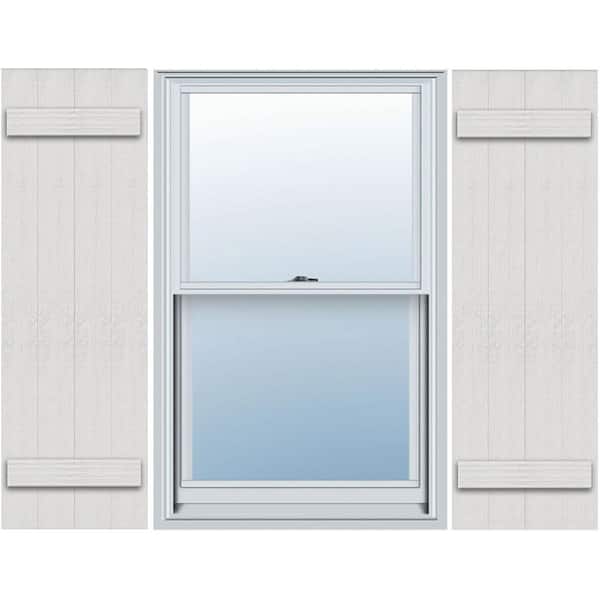 Ekena Millwork Timberthane 21.5 in. W x 44 in. H Joined Four Board Straight Top Polyurethane Board and Batten Shutters