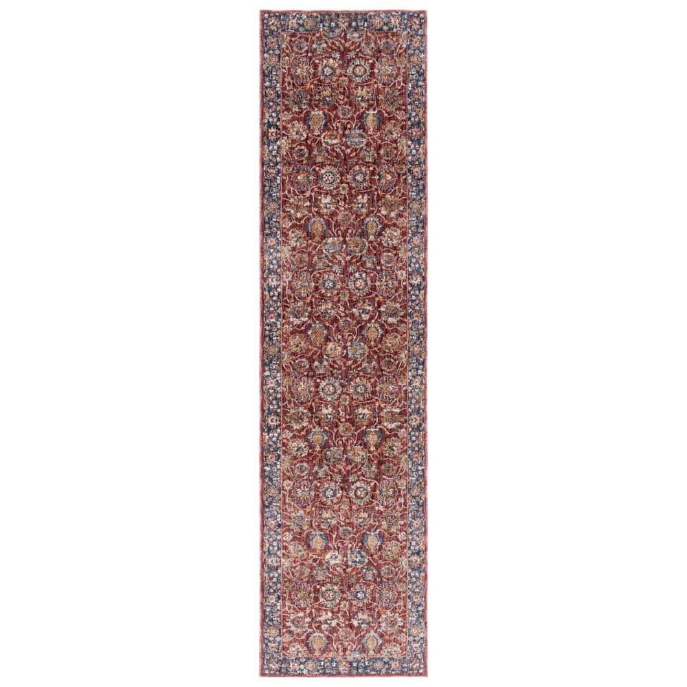 SAFAVIEH Heirloom 2 ft. x 8 ft. Rust/Navy Border Floral Runner Rug ...