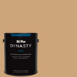 1 gal. #HDC-AC-13 Butter Nut One-Coat Hide Satin Enamel Interior Stain-Blocking Paint and Primer