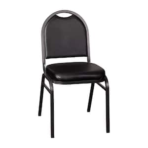 Black Vinyl/Silver Vein Frame Vinyl Stack Chair