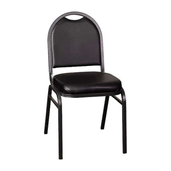 Carnegy Avenue Black Vinyl/Silver Vein Frame Vinyl Stack Chair CGA-NG ...