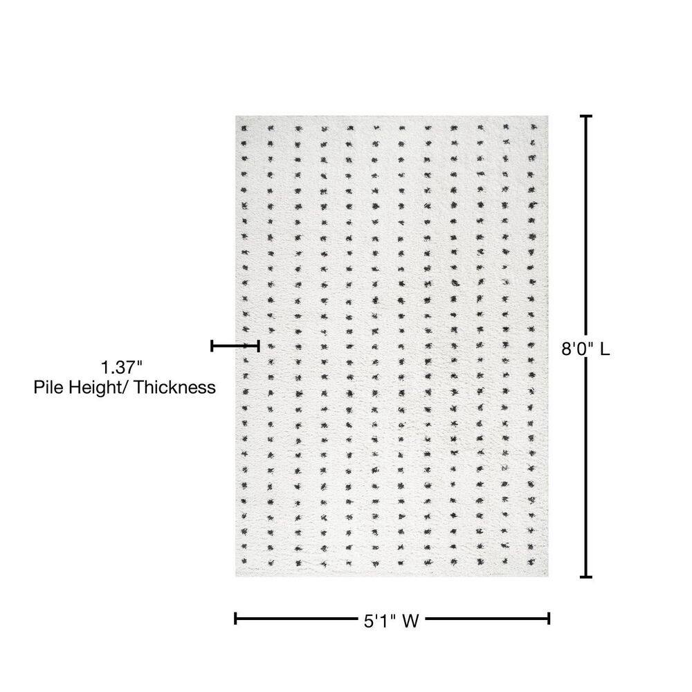 Reversible Black Geometric Shag Area Rug - Easy Care 5x8