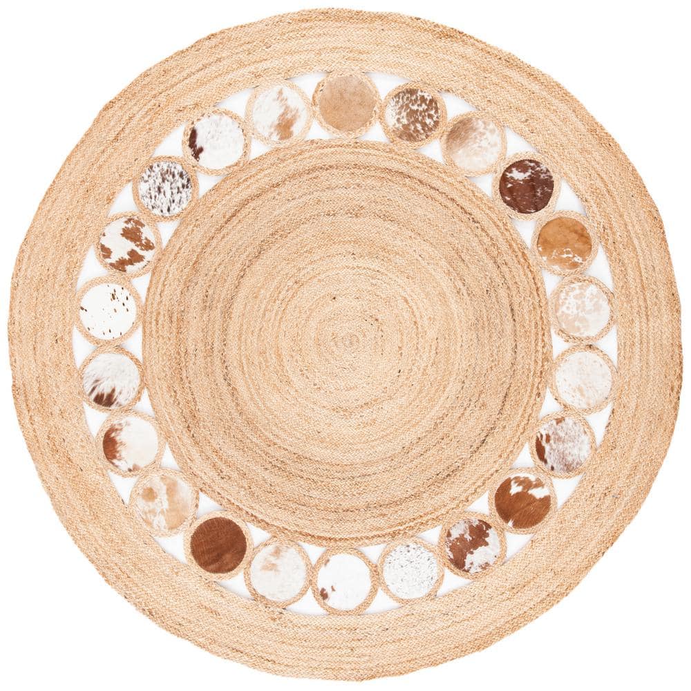 Natural Fiber Beige/Brown 6 ft. x 6 ft. Round Solid Area Rug price history on PriceWatchPro