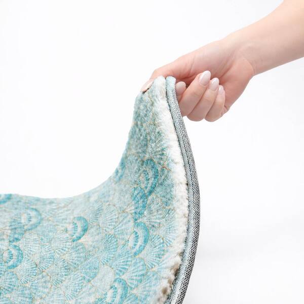 Dream Shag Premium Machine Washable Abstract ADS181 Aqua 3 ft. x 5 ft. Area Rug