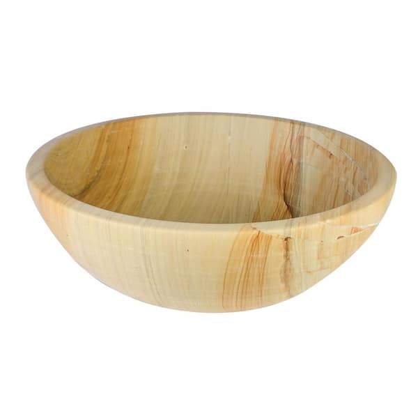 Onyx Marble Designs Round Marble Stone Vessel Sink in Teak