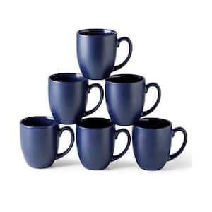 16 oz. Large Coffee Mugs with Handle for Tea, Latte, Cappuccino, Milk, Set of 6 Matte Blue