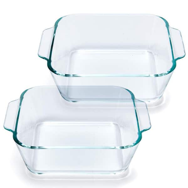 2-Piece Small Casserole Dishes Set, 5 in. Glass Square Baking Dish Individual Portion Baking Pan for Oven Microwave