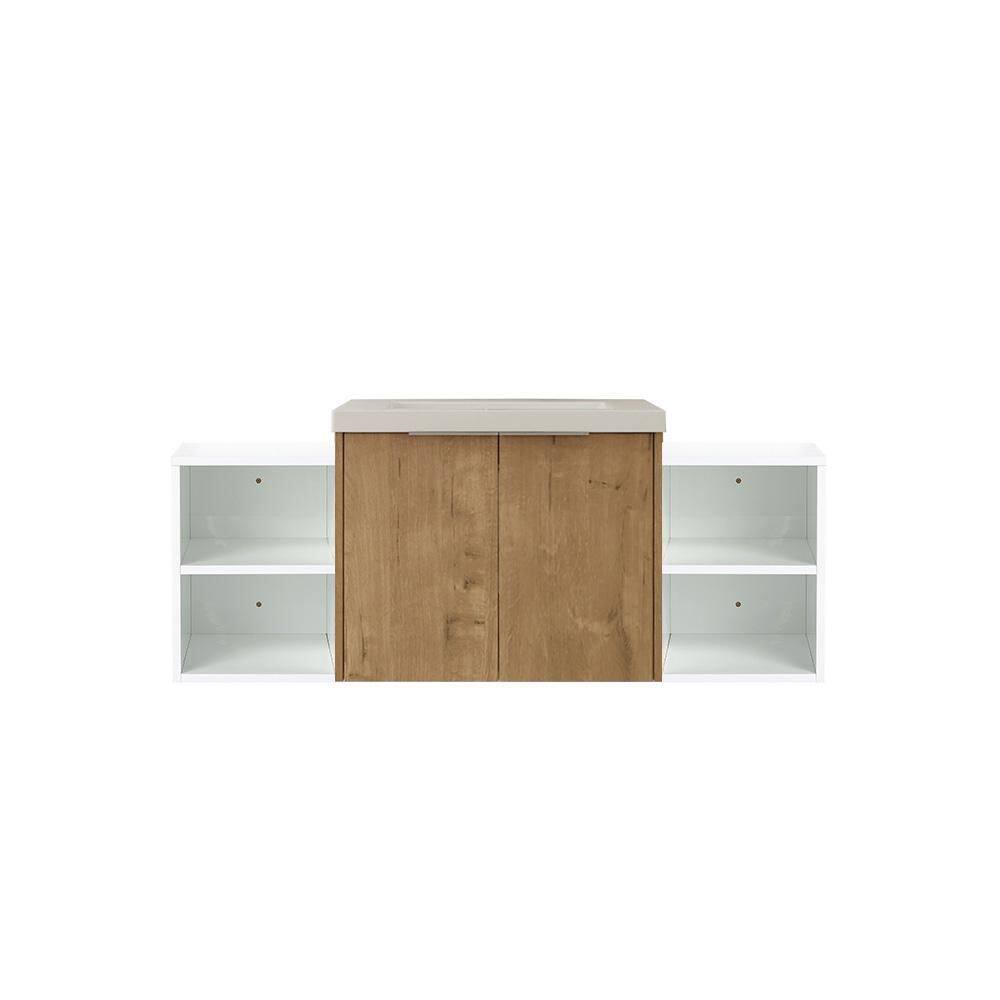 Stafford 48 in. W x 18.1 in. D x 19.3 in. H Floating Bath Vanity in Imitative Oak with White Resin Vanity Top price history on PriceWatchPro