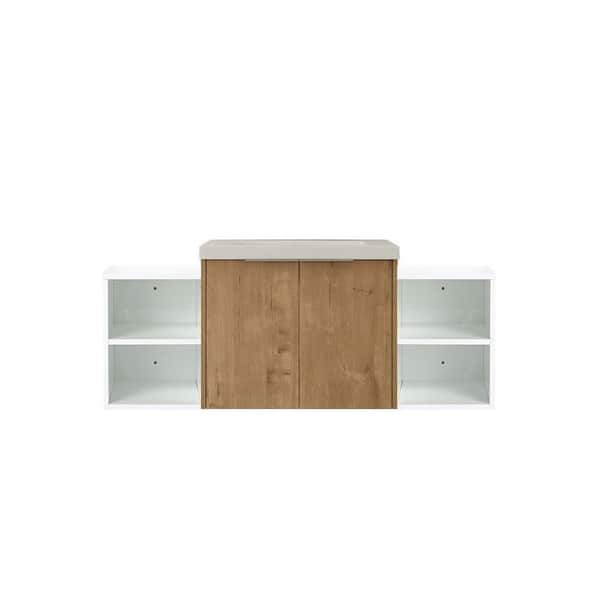 Stafford 48 in. W x 18.1 in. D x 19.3 in. H Floating Bath Vanity in Imitative Oak with White Resin Vanity Top