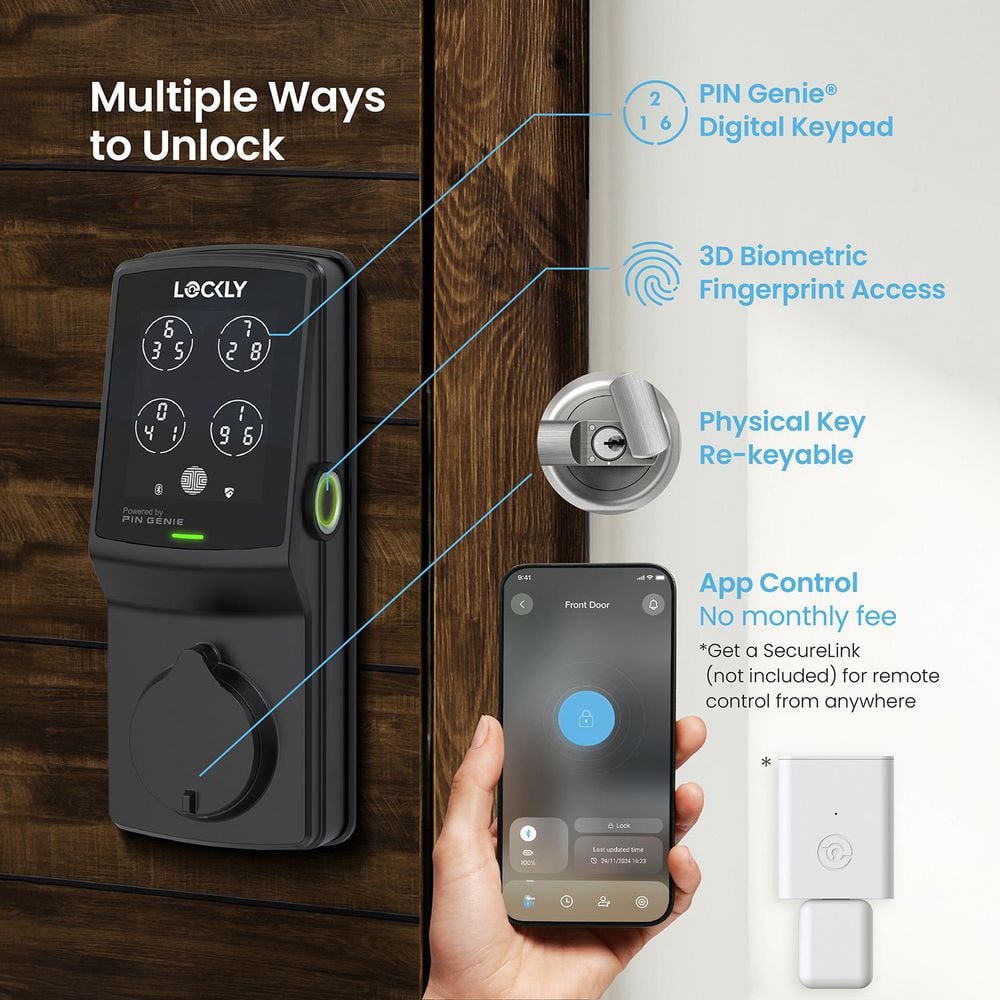 Matte Black Smart Deadbolt with Fingerprint and Keypad