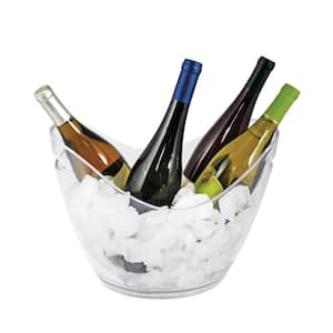 10.25 in. Clear Ice Bucket Holder Chilling Tub for Indoor and Outdoor Use Holds 4-Wine Bottles