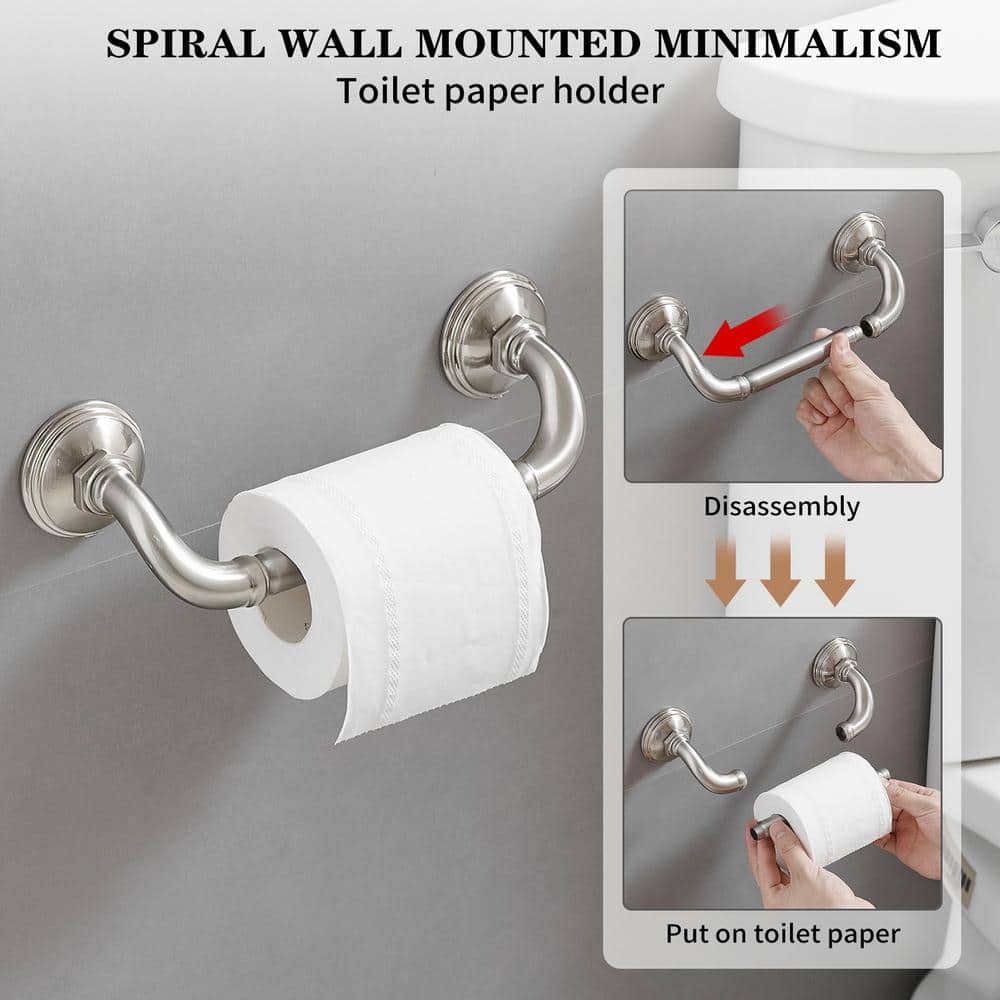Nickel 4-Piece Bathroom Hardware Set with Towel Bar
