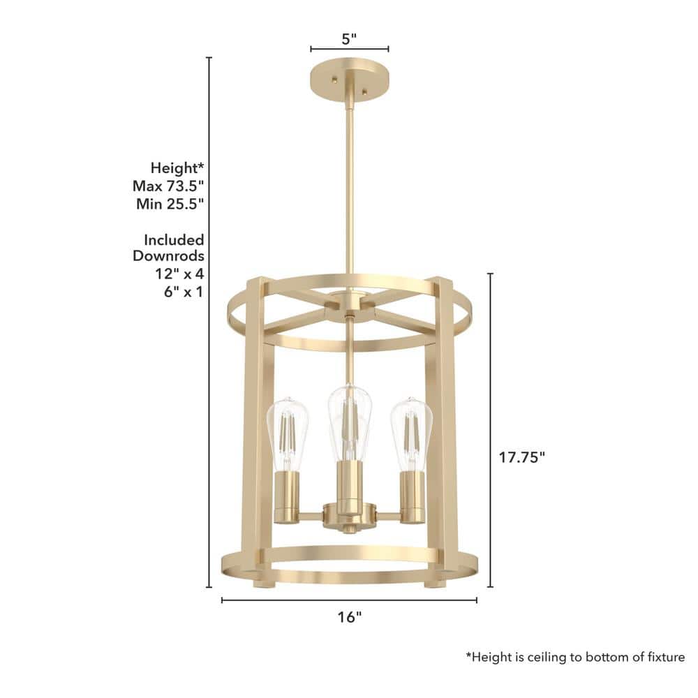Alturas Gold 16" Modern Cage Chandelier with Art Deco Detailing