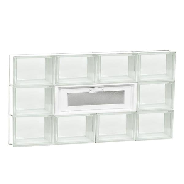 Clearly Secure 31 in. x 17.25 in. x 3.125 in. Frameless Vented Clear Glass Block Window