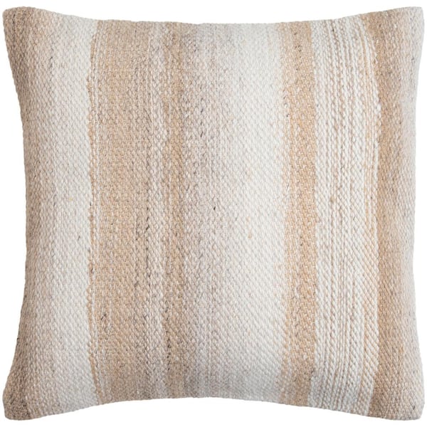 Terrain Cream Woven Down Fill 18 in. x 18 in. Decorative Pillow