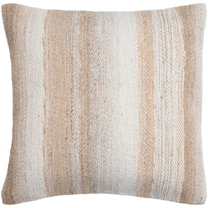 Terrain Beige Woven Polyester Fill 18 in. x 18 in. Decorative Pillow