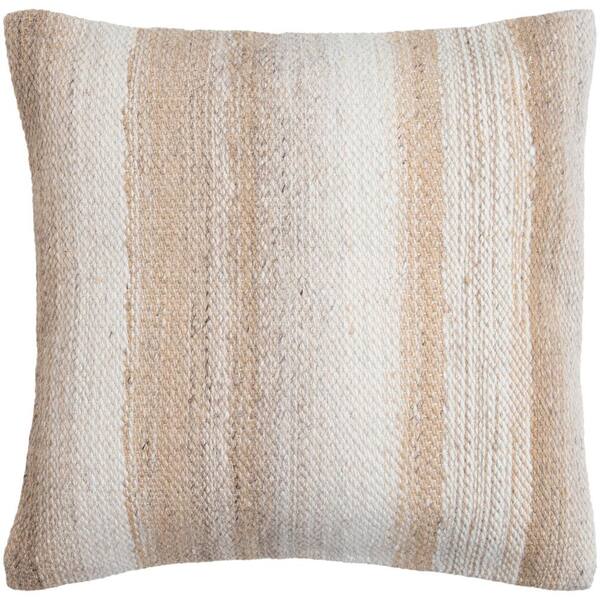 Terrain Beige Woven Polyester Fill 20 in. x 20 in. Decorative Pillow