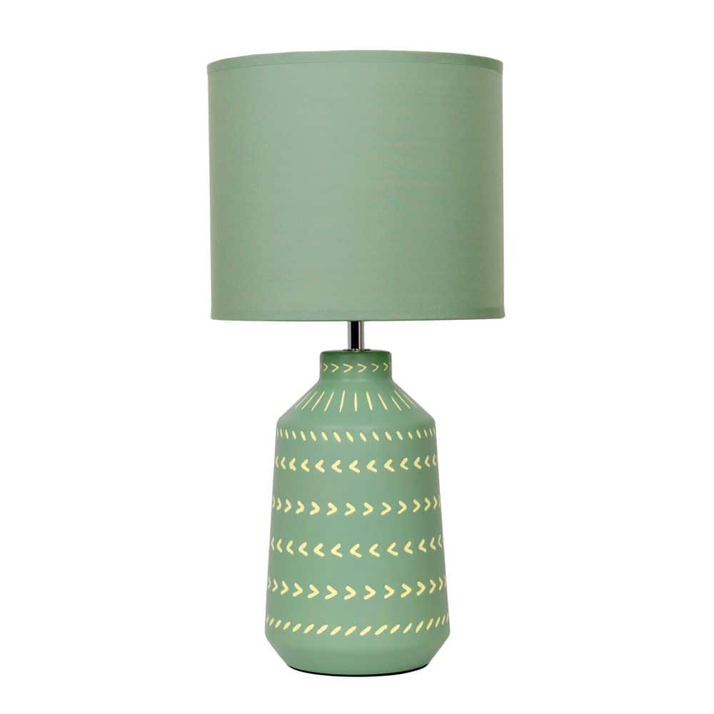 16.93 Boho Ceramic Table Lamp, Green Patterned Base for Bedroom or Office price history on PriceWatchPro