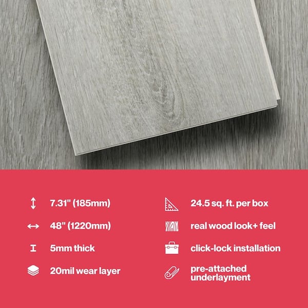 Lucida USA (Sample) MaxCore Pro Greywolf Gray Wood Look 20-mil Interlocking Luxury Vinyl Plank