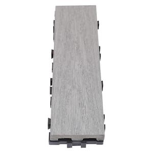 UltraShield Naturale 3 in. x 1 ft. Quick Composite Single Slat Deck Tile in Westminster Gray (4-Pieces per Box)