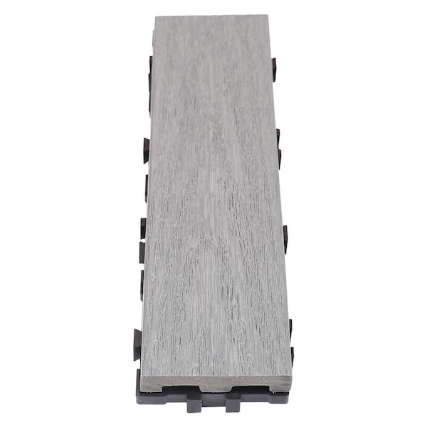 NewTechWood UltraShield Naturale 3 in. x 1 ft. Quick Composite Single Slat Deck Tile in Westminster Gray (4-Pieces per Box)
