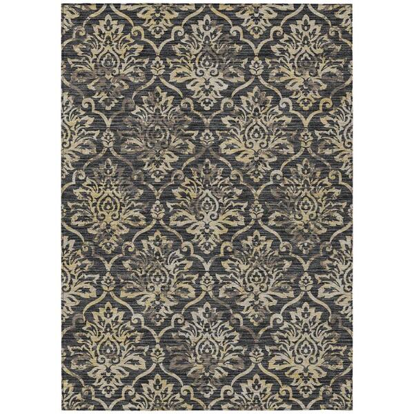 Chantille Machine Washable Indoor/Outdoor Abstract ACN3150 Black 3 ft. x 5 ft. Area Rug
