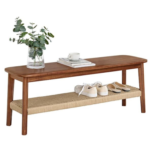 Calais 48 in. Entryway or Dining Bench, Warm Chestnut