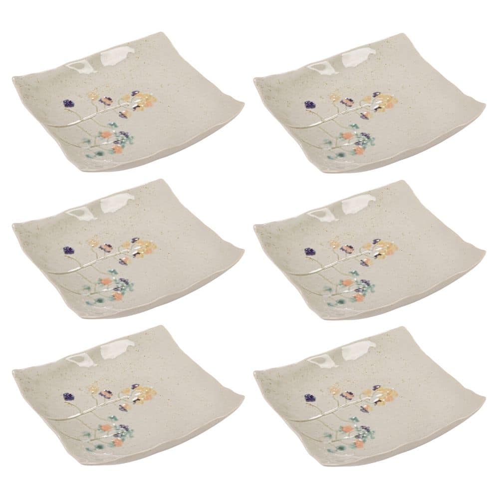 Multicolor Hand-Painted Stoneware Flower Shaped Plates in Reactive Glaze (Set of 6) price history on PriceWatchPro