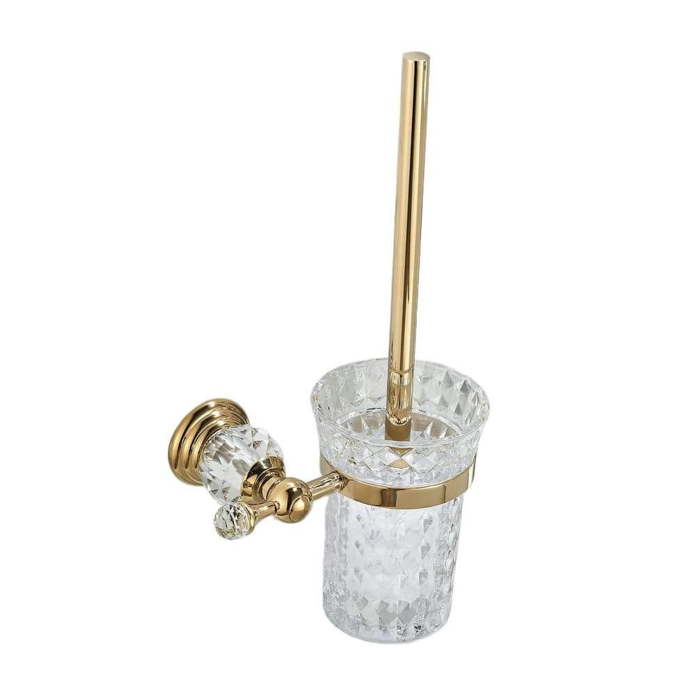 Crystal Toilet Brush and Holder, Chrome Toilet Cup Set with Polished Gold Brush Handle Wall Mounted for Bathroom price history on PriceWatchPro