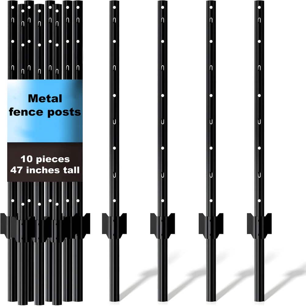 1-1/5 in. Dia x 47 in. 9-Gauge Black Galvanized Steel Fence U-Post, Heavy-Duty U-Shaped Metal Posts (10-Pack) price history on PriceWatchPro