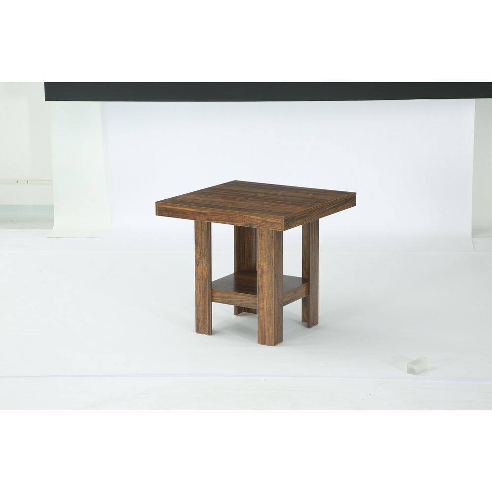 Roesler Brown Wood 31 in. 4 Legs Square Dining Table Seats 4,Small Kitchen Table with Shelf Storage,Compact Dinner Table