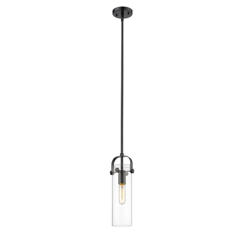 Matte Black Glass Cylinder Indoor/Outdoor Pendant Light