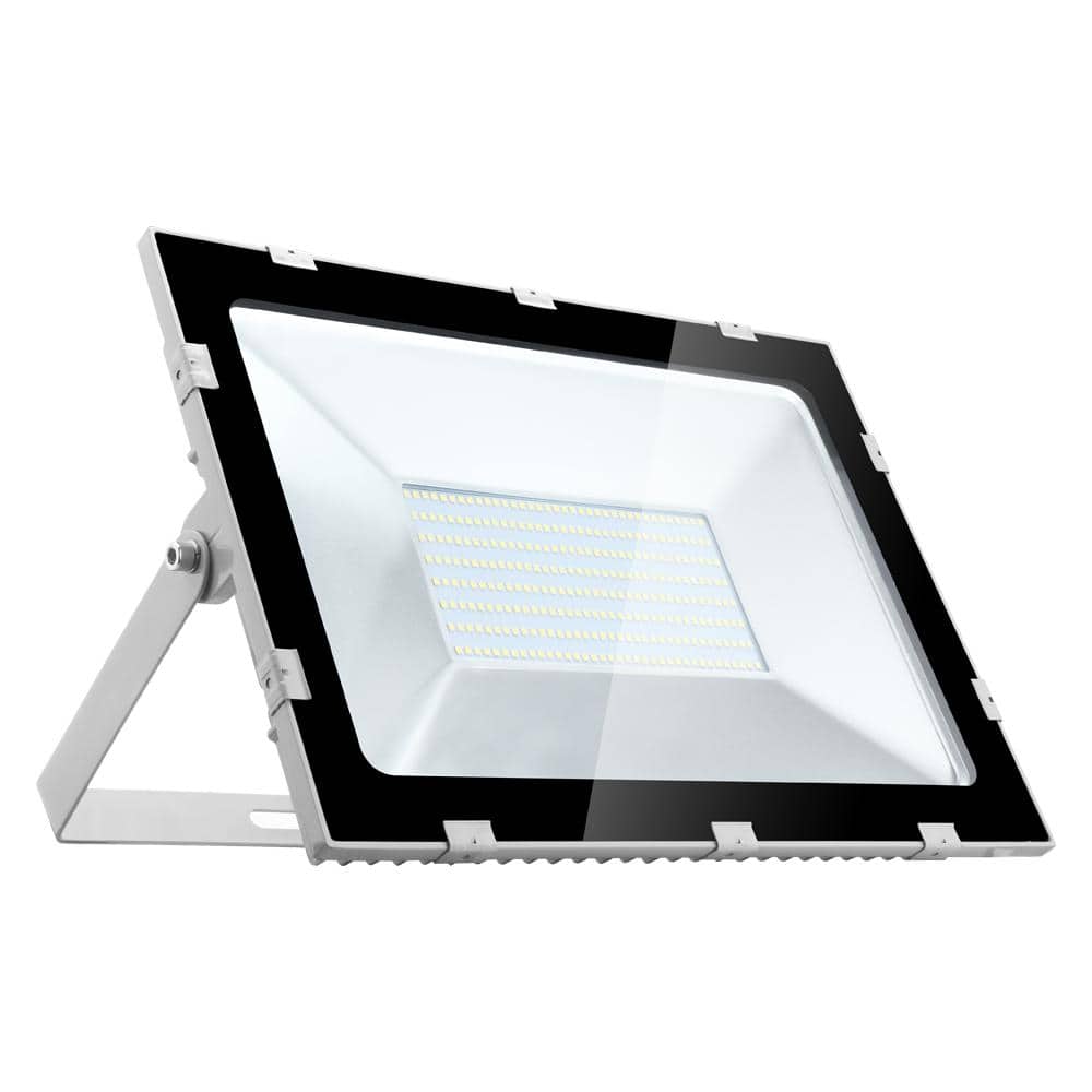 200-Watt Black Outdoor Integrated LED Thin Flood Light Cold White 6500K