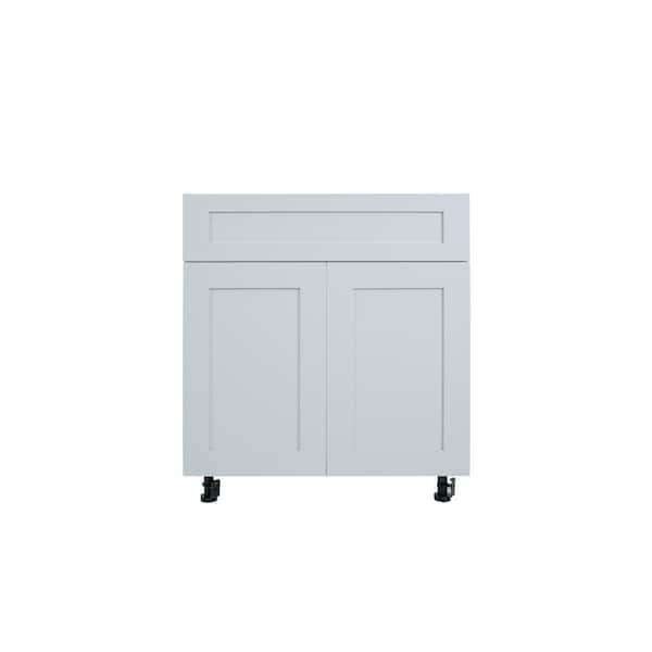 Cambridge Everest 30 in. W x 24 in. D x 34.5 in. H Ready to Assemble Shaker Sink Base Kitchen Cabinet in White