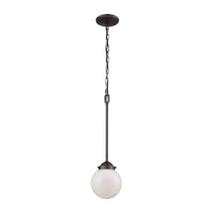 Beckett Small 1-Light Oil Rubbed Bronze with Opal White Glass Pendant